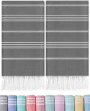 2 Packs Turkish Beach Towels Pool Towel for Men Extra Large 2 Packs Dark Grey