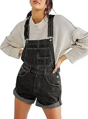 Sukany Women's Casual Denim Overall Shorts Loose Adjustable Straps Dungarees Bib Jeans Shortalls Rompers Pants