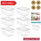 Versatile Clear Storage Bins - 6-Pack Stackable Plastic Containers with Lids