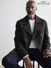 Charcoal Grey Signature 100% Wool Pea Coat (808494) | $362