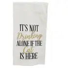C & F Kitchen Towel Embroidery Flour Sack Cat Drinking Alone Booze Alcohol NEW