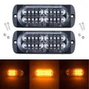 2x 20 LED Amber Light Emergency Warning Strobe Flashing Yellow Bar Hazard Grille