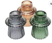 Candle Holders Taper Set Of 3 Different Colors Punk Green Purple New Boxed