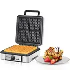FOHERE Belgian Waffle Maker 4 Slices, 1200W Square Waffle Iron, 5 Browning Le...