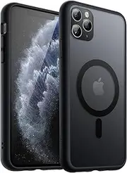 JETech Magnetic Case for iPhone 11 Pro Max 6.5-Inch Compatible with MagSafe, Translucent Matte Back Slim Shockproof Phone Cover (Black)