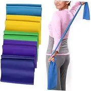KOMBIUDA 1.5m Rubber Yoga Resistance Band Stretch Fitness Exercise Band for Strength Training Improves Flexibility Range of Motion Random Color