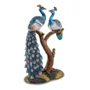Bejeweled Large Peacock Lovers Trinket Box