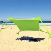 Family Beach Sunshade Lightweight Tent With Sandbag Anchor 4 Peg UPF50+UV Canopy