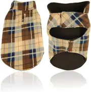 Small Creature 16inch Comforts Pet Apparel Reversible Pet Jacket Dog Vest Plaid - Brown