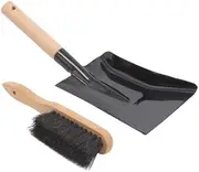 Aboniris Coal Shovel and Hearth Brush Set Made of Natural Wood and Coco Bristles, Hearth Tidy Set, Fireplace Shovel and Brush, Fireplace Tool Set, Metal Brush Pan Set, Fireplace Tools, Firepit Tools