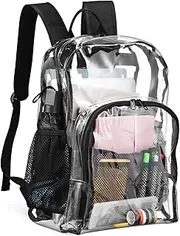 [CVUTOVO] Clear Backpack Heavy Duty Material Transparent Gym Bag for School and Stadium Events Spacious Design with Multiple Compartments Versatile Use for Work and Travel Modern and Stylish