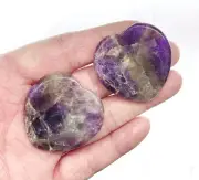 2pcs Natural Amethyst Worry Stone Palm Reiki Crystal Quartz Healing Decorate