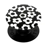 PopSockets PopGrip Phone Grip w/ Stand Swappable Design Black Mod Flower White