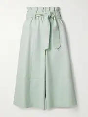 [Zimmermann] Zimmermann - Natura Belted Cropped Leather Wide-leg Pants - Mint - 3 3 Green
