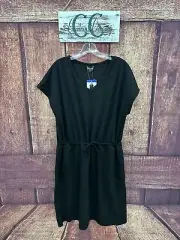 32 Degrees Cool Jersey Knit Dress Women's L Short sleeve Drawstring Waist