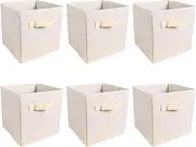 6 Pack Collapsible Fabric Storage Cubes - Foldable Cloth Bins for Home & Office Organization | Stackable Open-Top Baskets for Shelves, Drawers & Closets