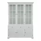 Hamptons Buffet and Hutch Glass Display Cabinet Bookcase White Furniture