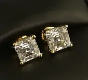 Men's Birthday Gift 3Ct Asscher Cut Genuine Moissanite Stud Earring 925 Silver