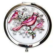 KIRKS FOLLY WINTER CARDINAL DUAL COMPACT MIRROR silvertone