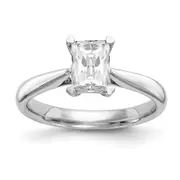 0.25ct. CZ Solid Real 14k White Gold Emerald Solitaire Engagement Ring