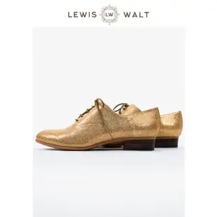 【Lewis Walt】通勤大碼復古英倫圓頭系帶低跟平底牛津鞋上班小皮鞋女