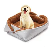 SOGA Silver Dual-purpose Cushion Nest Cat Dog Bed Warm Plush Kennel Mat Pet Home Travel Essentials