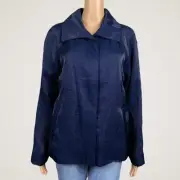 NEW Chico's Subtle Shine Karise Shirt Jacket 1 MEDIUM 8 10 Midnight Blue Silver