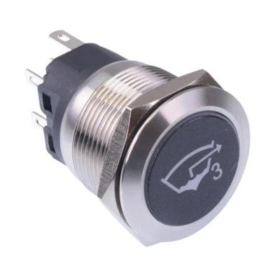 Bilge Pump 3' Red LED Latching 22mm Vandal Push Button Switch SPDT 12V