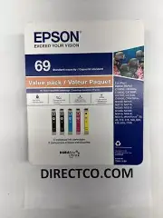 NEW Genuine Epson 69 Black Tri-Color Ink Cartridges Value 5-Pack SEALED Exp 2-15