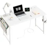 White Computer Desk With Power Outlet Table Pliante Furniture Room Desk to Study