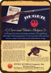 1978 RUGER Over and Under 12 & 20 Gauge Shotgun DECORATIVE REPLICA METAL SIGN
