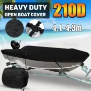 4.1m-4.3m Trailerable Open Boat Cover Heavy duty Waterproof 210D Black