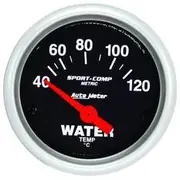 Autometer Sport-Comp Water Temperature Gauge Electric - 40 - 120 C, 2 1/16 Inch, Short Sweep, AU3337-M