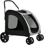 Pet Stroller Dog Pram Large Carrier Cat Travel Foldable Strollers 4 Wheels Trolley