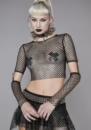 [Widow] Raising Hell Fishnet Crop Top
