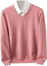 [Hamthuit] Men Thick Pullover Warm Classic V-Neck Sweater Male V Neck Long Sleeves Pullover Jumper Jersey Men's Slim Fit Sweater