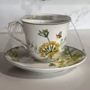 Grace Teaware Flower & Bee Tea Cup & Saucer