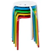 5 PACK Assorted Nesting Stack Stools w/ Metal Frame & 17.5" Height Plastic Seat