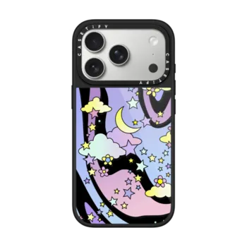iPhone 17 Pro Glaze Case MagSafe Compatible Transparent Pastel Trippy Swirls Moon Stars And Clouds 70s Retro Design
