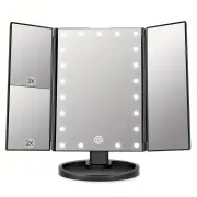 NNETM LED Lights 2X 3X Magnification Lighted Makeup Mirror, Touch Control, Trifold Makeup Mirror, Rechargeable and dimmable light