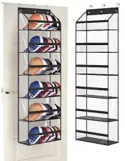 6 Tier Over The Door Hat Organizer for Baseball Caps with Hooks for Closet