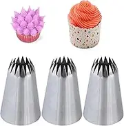 6B Piping Tip, Large Pastry Tip, Open Star Icing Tip, Seamless French Star Tip for Piping Eclairs, 3 Pcs