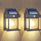 LED Solar Powered Wall Lantern Outdoor Motion+Sensor Lights Garden Security Lamp