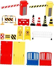Kisangel 32pcs Miniature Traffic Barricade Model Roadblocks Plaything for Interactive Construction Theme to Enhance Traffic Safety Awareness and Parent Bonding