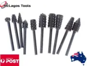 1/8" 3.15 mm Shank Rotary Burr Wood Carving File Rasp Drill Bits Tool 10 pcs Set