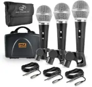 Pyle 3 Piece Professional Dynamic Microphone Kit Cardioid Unidirectional Vocal