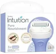 Schick - Intuition, Womens Razor Refills, 3 Pack, Pure Nourishment, 4 Blade System, Skin Moisturising Soap, No Shave Gel Required, Natural ingredients