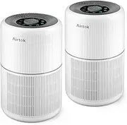 AIRTOK Air Purifier for Home Bedroom with H13 True HEPA Filter for Smoke, Smokers, Dust, Odors, Pollen, Pet Dander | Quiet 99.9% Removal to 0.1 Microns | 2-Pack White Available for California