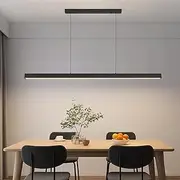 Mikeru 120CM Modern Kitchen Pendant Light, Modern Linear Dining Pendant Light with Remote Control (without Batteries) 10%-100% Adjustable Hanging Lamp for Restaurant Office