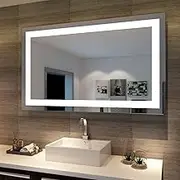 ELEGANT Wall Mirror Bathroom LED Mirror Rectangle Makeup Mirror with Lights 4MM HD Makeup Mirror with Anti-Fog Function Touch Control Vanity Mirror Light, 1200x800mm